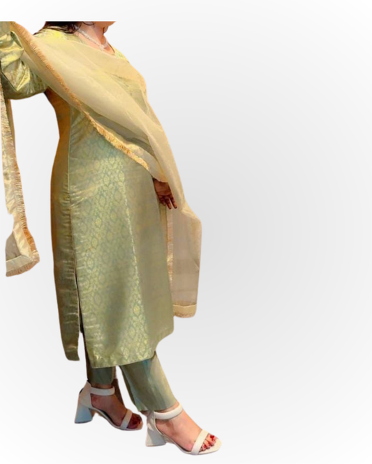 Elegant Golden Formal Wear Suit – 3 Piece Set