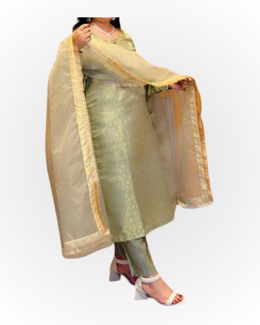 Elegant Golden Formal Wear Suit – 3 Piece Set