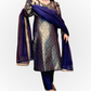Royal Blue & Gold Embroidered Party Wear Suit – 3 Piece Set