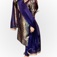 Royal Blue & Gold Embroidered Party Wear Suit – 3 Piece Set