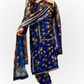 Royal Blue Floral  Formal Suit – 3 Piece Set